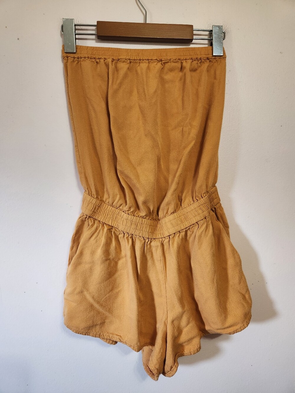 Sunday Best Mustard Yellow Strapless Romper XXS Summer Beachy